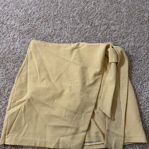 Aritzia Wilfred Yellow Gingham Wrap Skirt